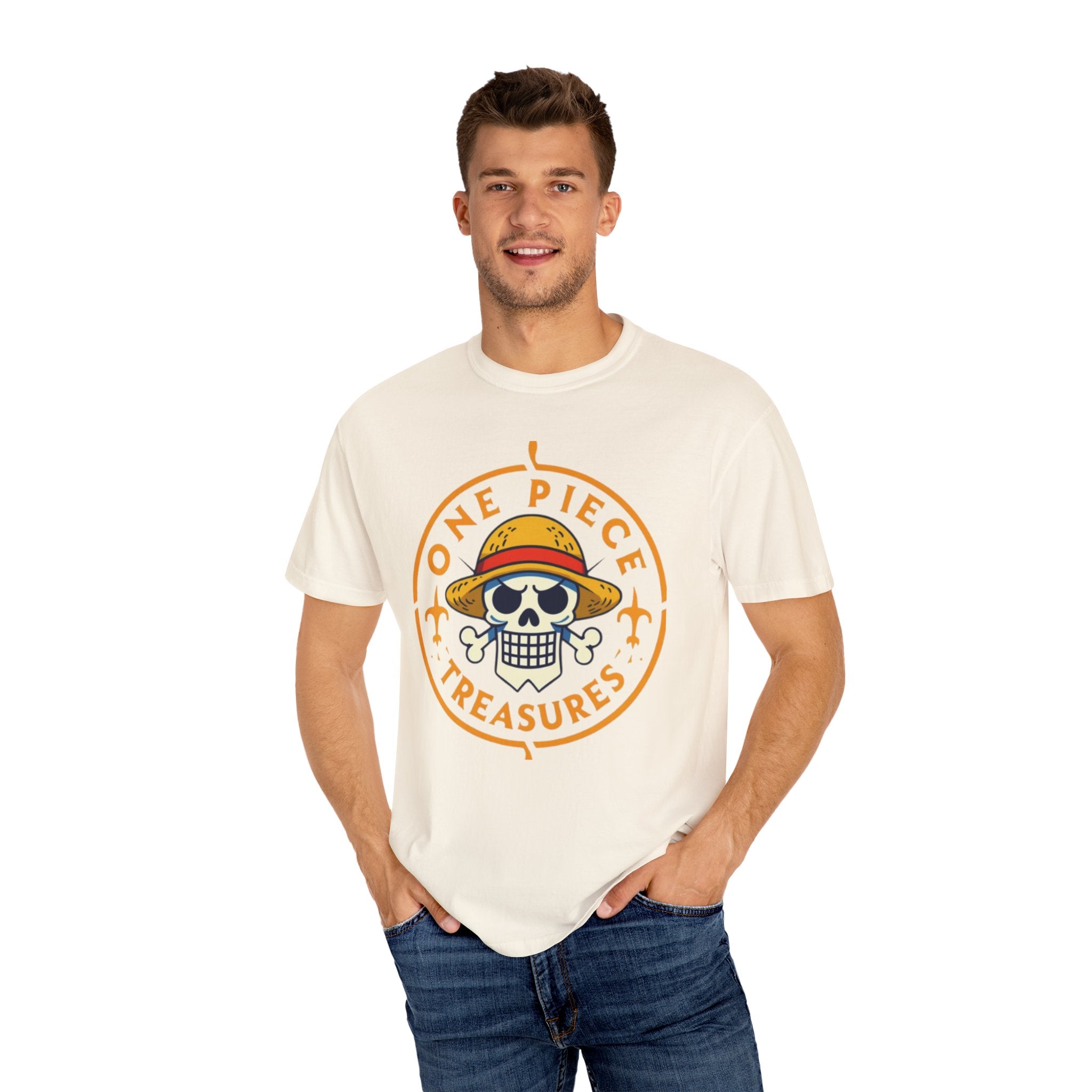 One Piece Treasures T-Shirt — Pirate Skull Straw Hat Graphic Tee