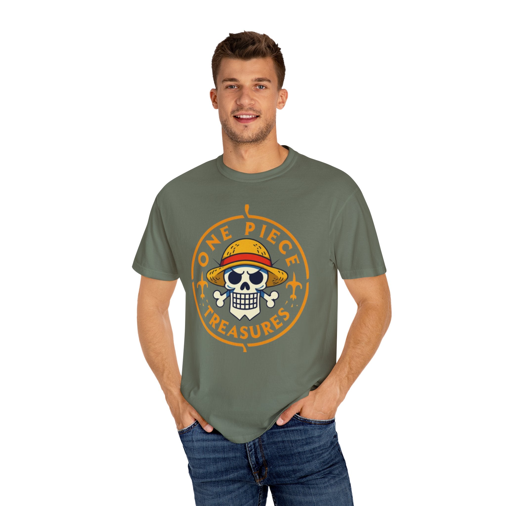 One Piece Treasures T-Shirt — Pirate Skull Straw Hat Graphic Tee