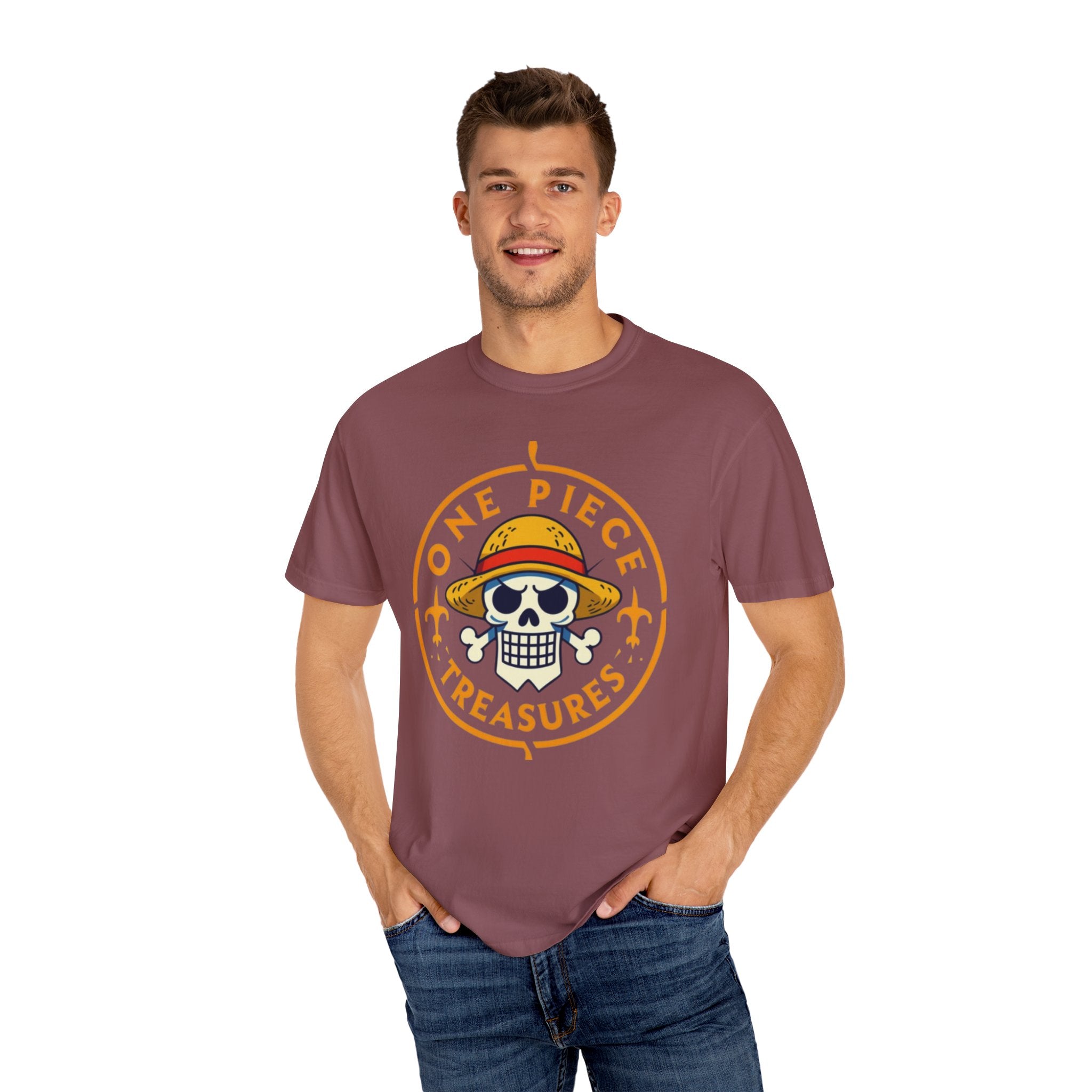 One Piece Treasures T-Shirt — Pirate Skull Straw Hat Graphic Tee