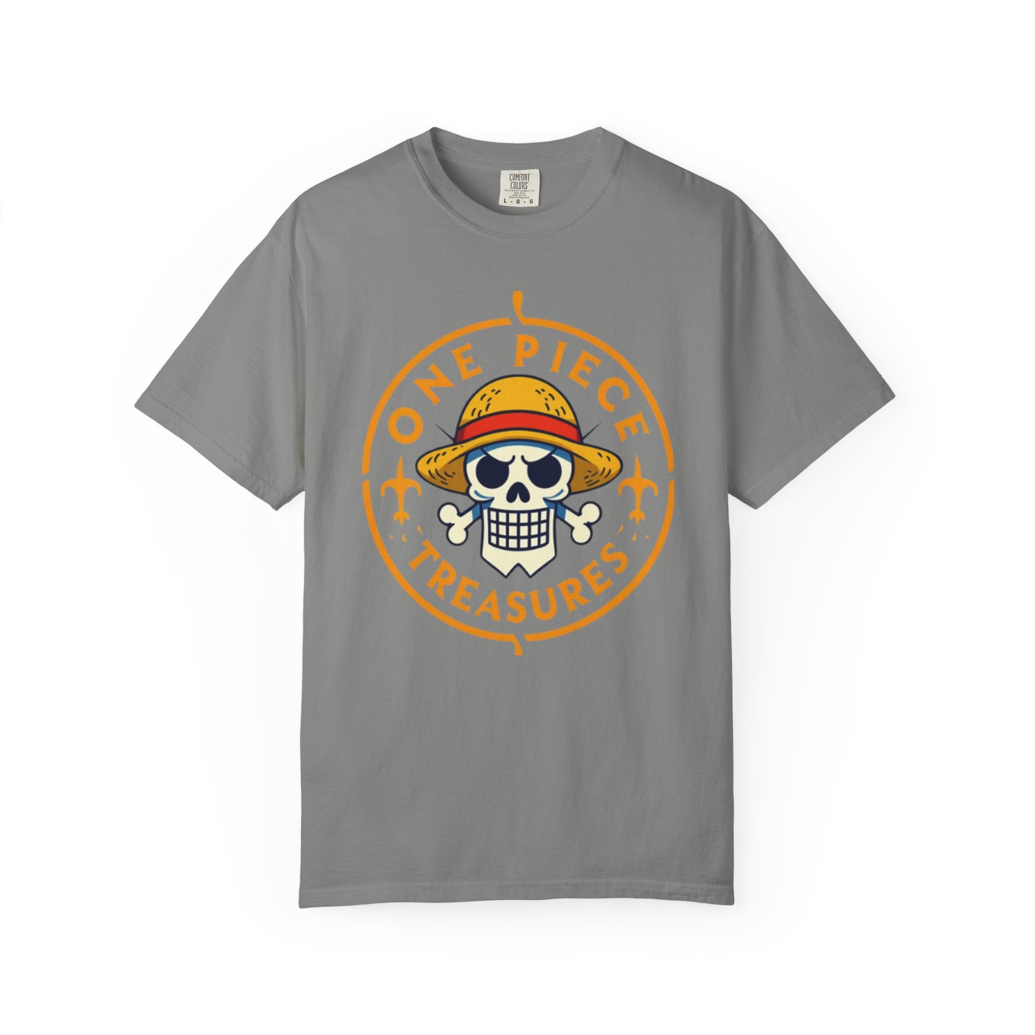 One Piece Treasures T-Shirt — Pirate Skull Straw Hat Graphic Tee