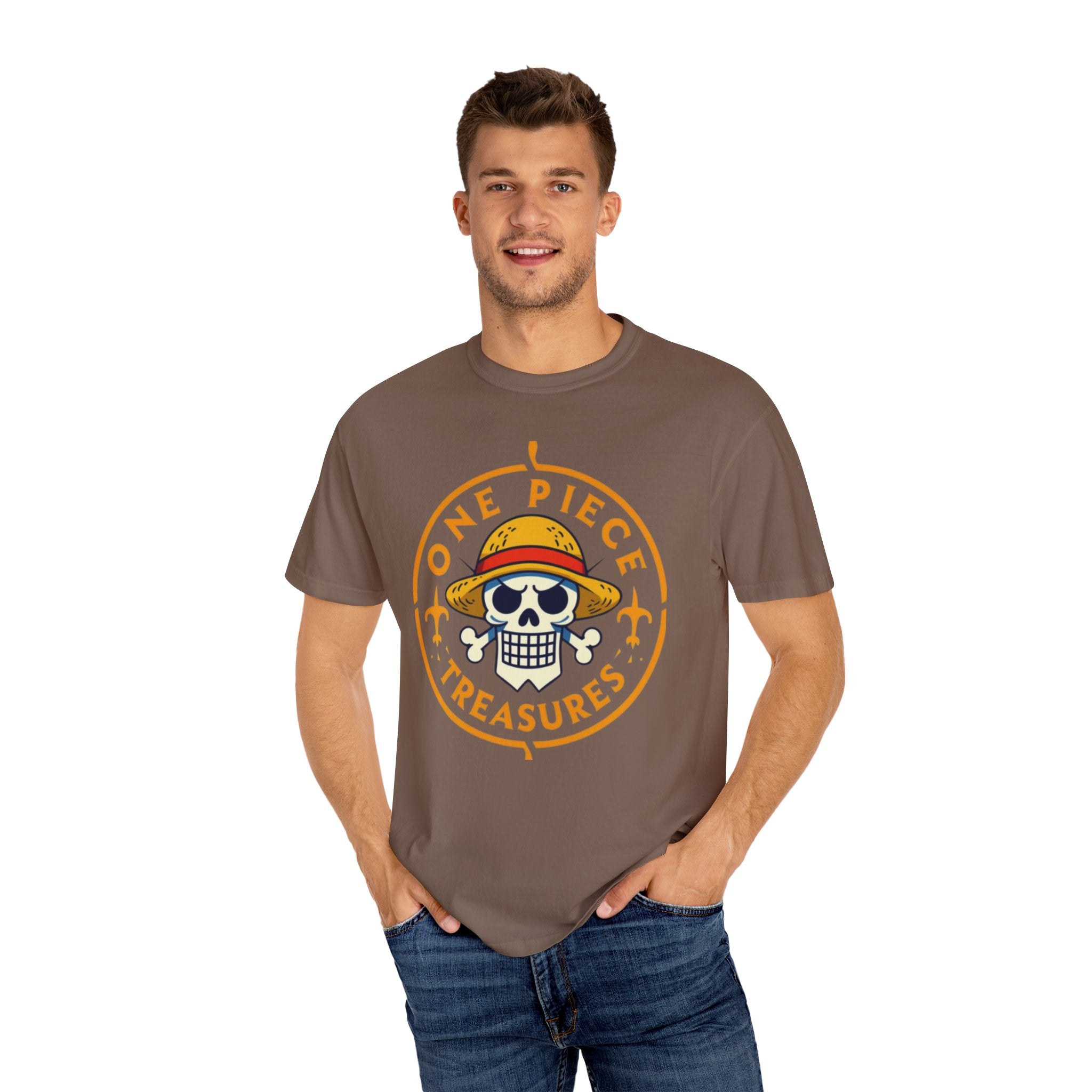 One Piece Treasures T-Shirt — Pirate Skull Straw Hat Graphic Tee