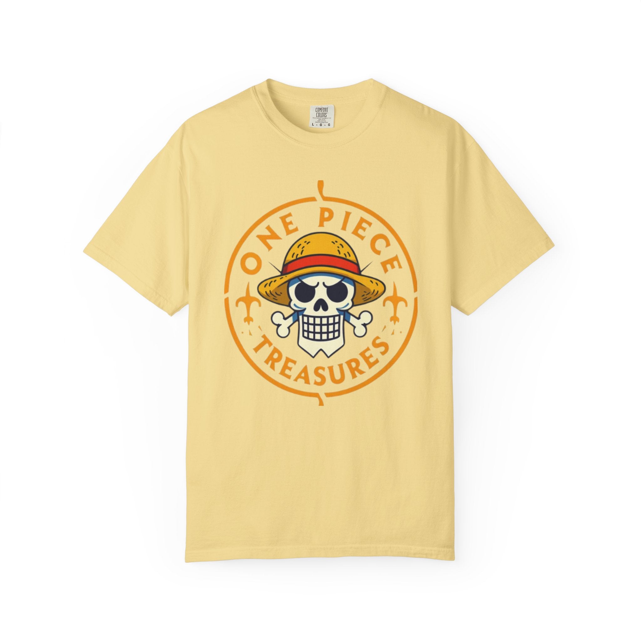 One Piece Treasures T-Shirt — Pirate Skull Straw Hat Graphic Tee