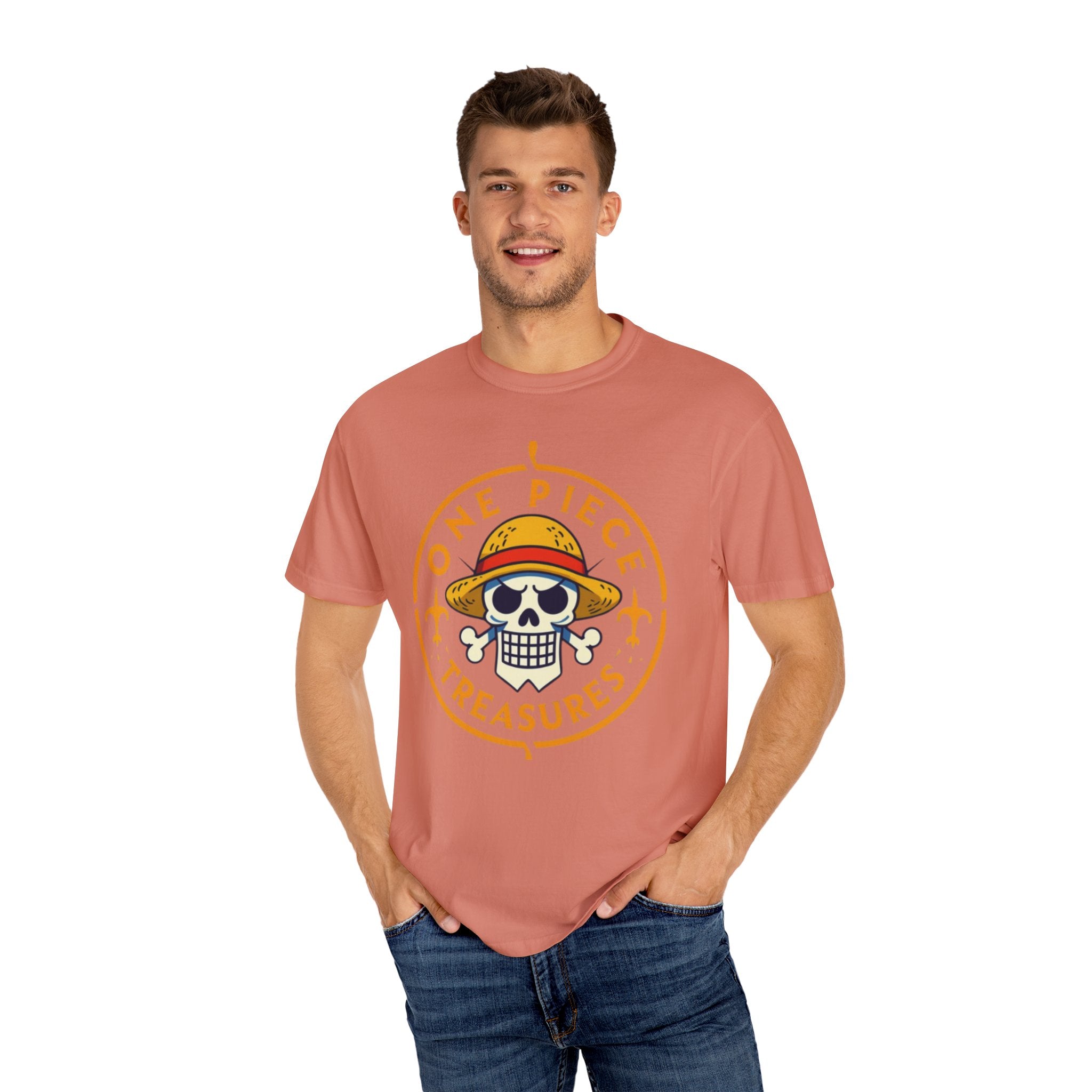 One Piece Treasures T-Shirt — Pirate Skull Straw Hat Graphic Tee