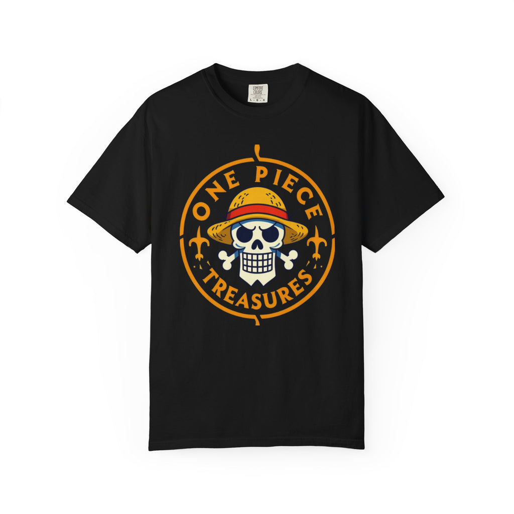 One Piece Treasures T-Shirt — Pirate Skull Straw Hat Graphic Tee