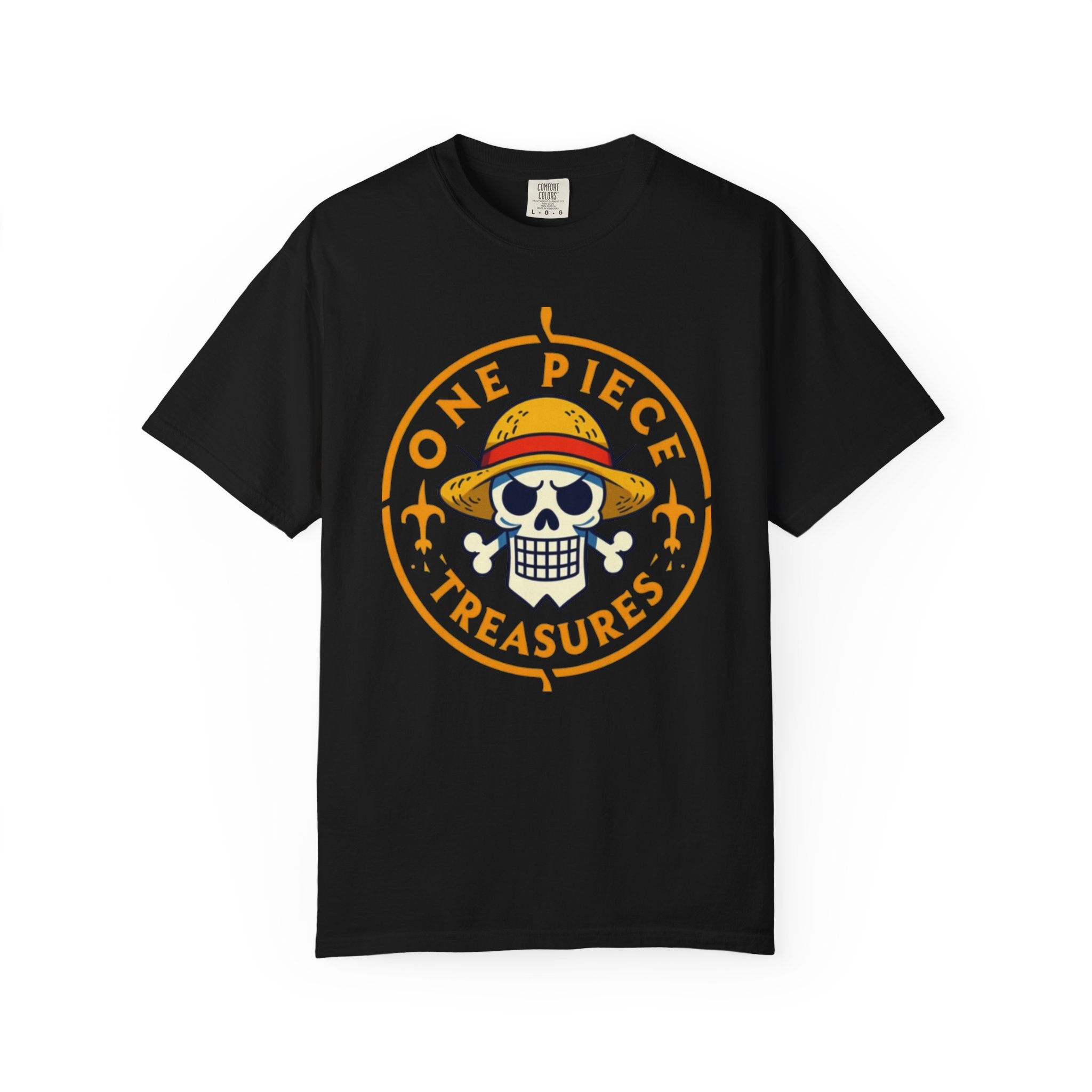 One Piece Treasures T-Shirt — Pirate Skull Straw Hat Graphic Tee