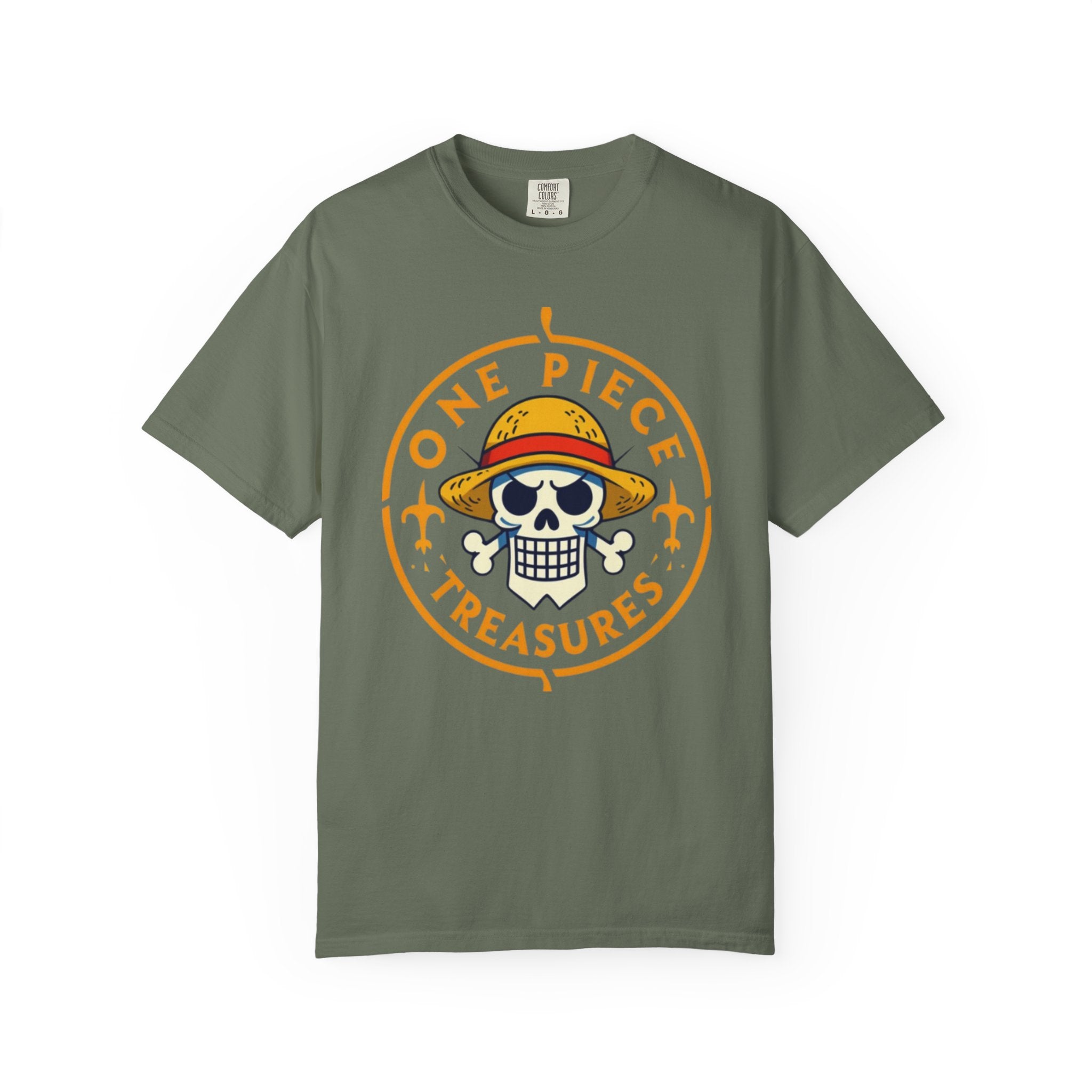 One Piece Treasures T-Shirt — Pirate Skull Straw Hat Graphic Tee
